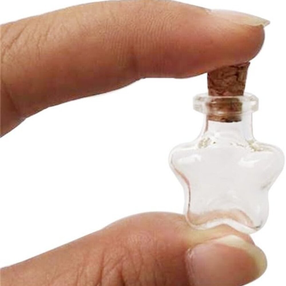 Mini Cute Glass Bottles Pendants Stars Shape Small DIY Hanging Bottles with Cork
